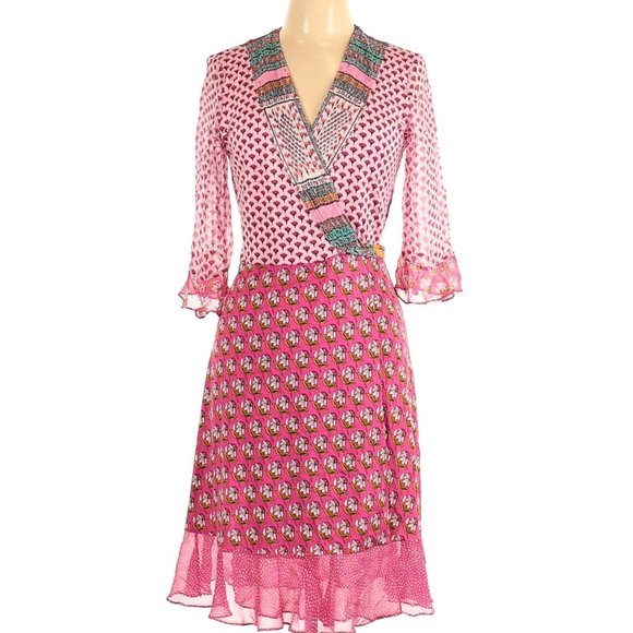 DVF NIEVES ZEN SCARF FLORAL Wrap Dress 10 - Picture 8 of 9